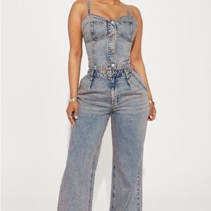 Fashion Nova Denim 2 Piece Matching Set